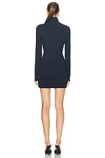 Stella McCartney Compact Knit Lace Detailed Dress in Navy, view 3, click to view large image.