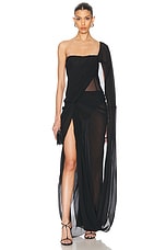 Stella McCartney Creponne Asymmetric Drape Maxi Dress in