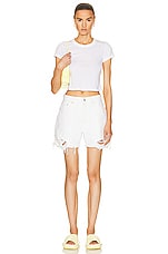 Stella McCartney Distressed Denim Shorts in White, view 4, click to view large image.