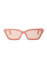 Stella McCartney Rectangle Sunglasses in Shiny Pink, view 1, click to view large image.