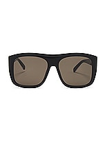 Stella McCartney Square Sunglasses in Shiny Black & Green, view 1, click to view large image.