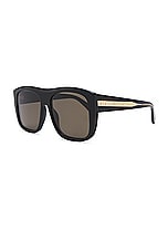Stella McCartney Square Sunglasses in Shiny Black & Green, view 2, click to view large image.
