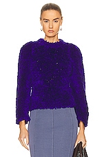 Stella McCartney Furry Textured Knit Cropped Jumper Sweater in Violet, view 1, click to view large image.