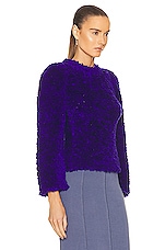 Stella McCartney Furry Textured Knit Cropped Jumper Sweater in Violet, view 2, click to view large image.