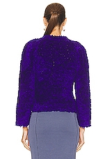 Stella McCartney Furry Textured Knit Cropped Jumper Sweater in Violet, view 3, click to view large image.