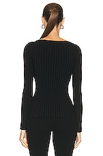Stella McCartney Technical Knit Tight Rib Sweater in Black, view 3, click to view large image.
