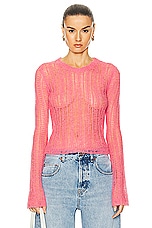 Stella McCartney Airy Lace Knit Sweater in Pink, view 1, click to view large image.