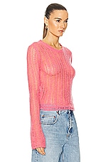 Stella McCartney Airy Lace Knit Sweater in Pink, view 2, click to view large image.