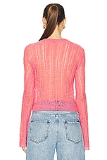 Stella McCartney Airy Lace Knit Sweater in Pink, view 3, click to view large image.