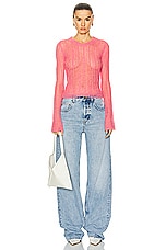 Stella McCartney Airy Lace Knit Sweater in Pink, view 4, click to view large image.
