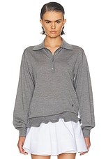 Stella McCartney Light Wool Frill Polo Sweater in Grey Melange | FWRD