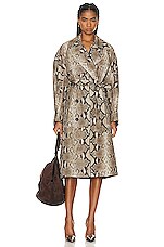 Stella McCartney Python Print Trench Coat in Multicolor Brown, view 1, click to view large image.