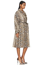 Stella McCartney Python Print Trench Coat in Multicolor Brown, view 2, click to view large image.