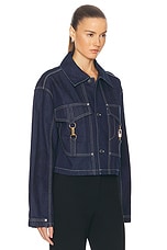 Stella McCartney Hardware Detailed Denim Jacket in Dark Blue, view 2, click to view large image.