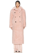 Stella McCartney Teddy Wool Long Coat in Dusty Pink, view 2, click to view large image.