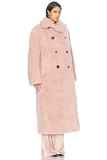 Stella McCartney Teddy Wool Long Coat in Dusty Pink, view 3, click to view large image.