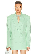 Stella McCartney Oversized Double Breasted Jacket in Fluo Mint, view 1, click to view large image.