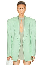 Stella McCartney Oversized Double Breasted Jacket in Fluo Mint, view 2, click to view large image.