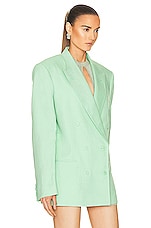 Stella McCartney Oversized Double Breasted Jacket in Fluo Mint, view 3, click to view large image.