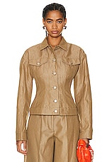 Stella McCartney Waisted Buttoned Jacket in Olive, view 1, click to view large image.