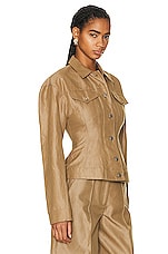 Stella McCartney Waisted Buttoned Jacket in Olive, view 2, click to view large image.