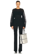 Stella McCartney Lightweight Plisse Knit Trousers in Black, view 4, click to view large image.