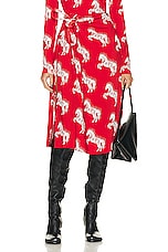 Stella McCartney Pixel Horses Bow Detailed Skirt in Red & Off White, view 1, click to view large image.