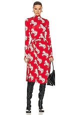 Stella McCartney Pixel Horses Bow Detailed Skirt in Red & Off White, view 5, click to view large image.