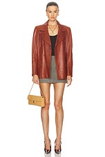 Stella McCartney Herringbone Mini Skirt in Chestnut, view 5, click to view large image.