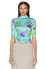 Stella McCartney Mock Neck Top in Multi Blue, view 1, click to view large image.