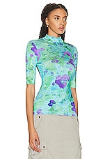 Stella McCartney Mock Neck Top in Multi Blue, view 2, click to view large image.