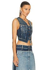 Stella McCartney Cropped Vest in Blue Vintage Denim, view 2, click to view large image.