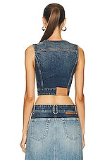 Stella McCartney Cropped Vest in Blue Vintage Denim, view 3, click to view large image.