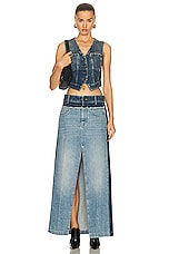 Stella McCartney Cropped Vest in Blue Vintage Denim, view 4, click to view large image.