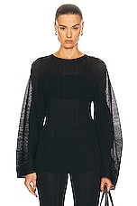 Stella McCartney Lightweight Plisse Knit Top in Black, view 1, click to view large image.
