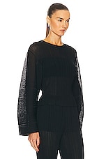 Stella McCartney Lightweight Plisse Knit Top in Black, view 2, click to view large image.
