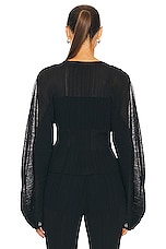 Stella McCartney Lightweight Plisse Knit Top in Black, view 3, click to view large image.