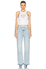 Stella McCartney Crochet Cutout Tank Top in Pure White, view 4, click to view large image.