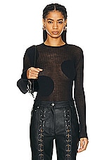 Stella McCartney Sheer Polka Dots Knit Top in Black, view 1, click to view large image.