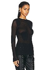 Stella McCartney Sheer Polka Dots Knit Top in Black, view 2, click to view large image.