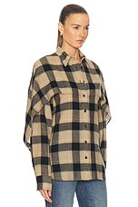 Stella McCartney Check Cape Shirt in Light Camel, view 2, click to view large image.