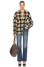 Stella McCartney Check Cape Shirt in Light Camel, view 4, click to view large image.