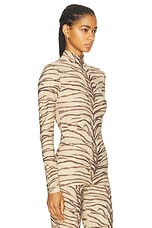 Stella McCartney Tiger Fluid Jersey Turtleneck Top in Natural, view 2, click to view large image.