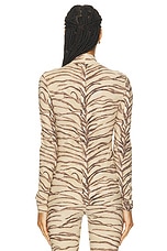 Stella McCartney Tiger Fluid Jersey Turtleneck Top in Natural, view 3, click to view large image.
