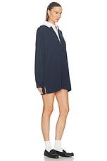 Stella McCartney Cat Oversized Rugby Polo Shirt in Navy, view 2, click to view large image.