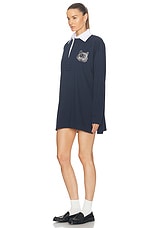 Stella McCartney Cat Oversized Rugby Polo Shirt in Navy, view 3, click to view large image.
