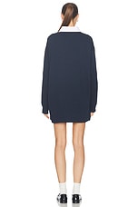 Stella McCartney Cat Oversized Rugby Polo Shirt in Navy, view 4, click to view large image.