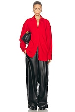 Stella McCartney Iconic Oversized Shirt in Lipstick Red, view 5, click to view large image.