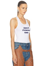 Stella McCartney About F* Time Tank Top in White & Blue, view 2, click to view large image.