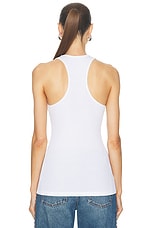 Stella McCartney About F* Time Tank Top in White & Blue, view 3, click to view large image.